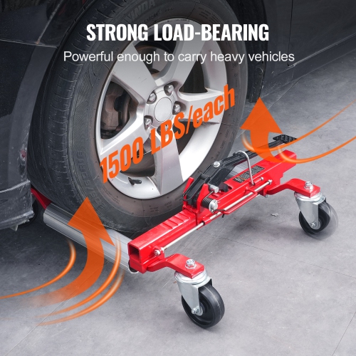 VEVOR 1500 Lbs Wheel Dolly, Car Jack Dolly Lifter with 360° Rotatable Wheels, Heavy Duty Vehicle Positioning Ratchet Tire Jack, for Vehicle Car Auto