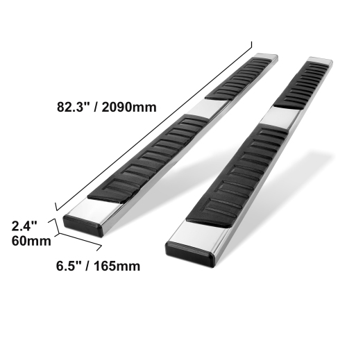 VEVOR 6" Running Boards, Compatible with 2009-2018 Dodge Ram 1500/2010-2023 Ram 2500/3500 Crew Cab, 201 Stainless Steel Side Steps Bars, 500LBS, 2 PCS