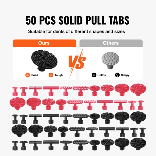 VEVOR 107 PCS Dent Removal Kit, Paintless Dent Repair Kit with Golden Lifter, Bridge Puller, Slide Hammer T-bar Dent Puller, Suction Cup Dent Puller