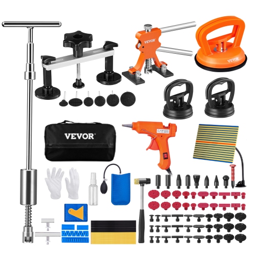 VEVOR 107 PCS Dent Removal Kit, Paintless Dent Repair Kit with Golden Lifter, Bridge Puller, Slide Hammer T-bar Dent Puller, Suction Cup Dent Puller