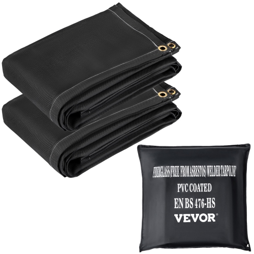 VEVOR 6' x 10'&nbsp;Fire Blankets, 2 Pack Welding Blankets, Fire Suppression Blanket, 1022&nbsp;°F Flame Retardant Blanket, Black&nbsp;Fire Emergency