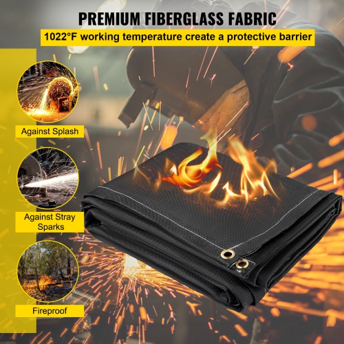 VEVOR 6' x 10'&nbsp;Fire Blankets, 2 Pack Welding Blankets, Fire Suppression Blanket, 1022&nbsp;°F Flame Retardant Blanket, Black&nbsp;Fire Emergency