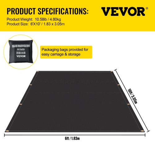 VEVOR 6' x 10'&nbsp;Fire Blankets, 2 Pack Welding Blankets, Fire Suppression Blanket, 1022&nbsp;°F Flame Retardant Blanket, Black&nbsp;Fire Emergency