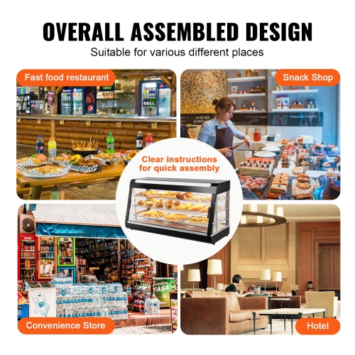 VEVOR 3-Tier Commercial Food Warmer Display, 1500W Food Display Warmer with Light, Adjustable Shelf and Temperature Display, 86℉~185℉ Steam Heating,