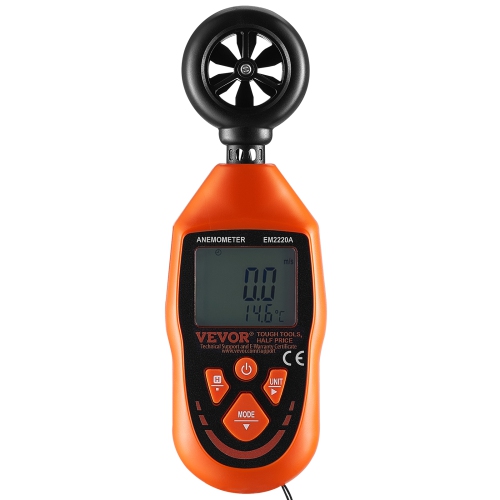 VEVOR 14℉-113℉ Temperature Range， Anemometer,with LED Backlit Display, Captures Wind Speed, Temperature, Air Volume, and Chill Factor, Ideal for