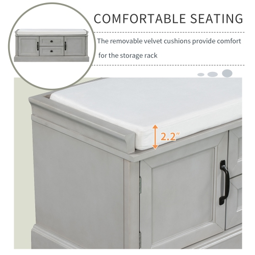 YOULIGHTS – Banc de rangement avec tablettes réglables et 4 portes, banc à chaussures avec coussin amovible pour entrée de couloir, chambre à