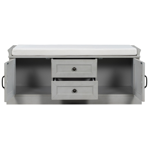 YOULIGHTS – Banc de rangement avec tablettes réglables et 4 portes, banc à chaussures avec coussin amovible pour entrée de couloir, chambre à