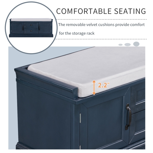 YOULIGHTS – Banc de rangement avec tablettes réglables et 4 portes, banc à chaussures avec coussin amovible pour entrée de couloir, armoire à