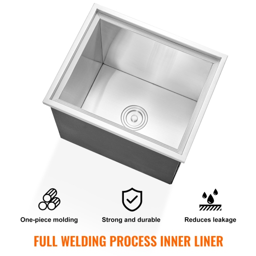 VEVOR 21"L x 17"W x 18"H Drop in Ice Chest, Stainless Steel Ice Cooler, Commercial Ice Bin with Cover, 40 qt Outdoor Kitchen Ice Bar, Drain-pipe and