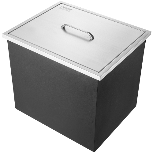 VEVOR 21"L x 17"W x 18"H Drop in Ice Chest, Stainless Steel Ice Cooler, Commercial Ice Bin with Cover, 40 qt Outdoor Kitchen Ice Bar, Drain-pipe and
