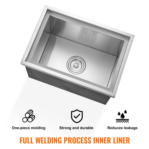 VEVOR 20"L x 14"W x 12"H Drop in Ice Chest, Stainless Steel Ice Cooler, Commercial Ice Bin with Cover, 40 qt Outdoor Kitchen Ice Bar, Drain-pipe and