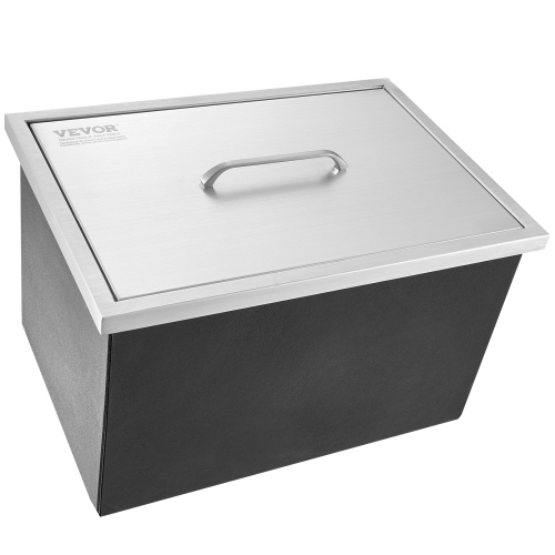 VEVOR 20"L x 14"W x 12"H Drop in Ice Chest, Stainless Steel Ice Cooler, Commercial Ice Bin with Cover, 40 qt Outdoor Kitchen Ice Bar, Drain-pipe and