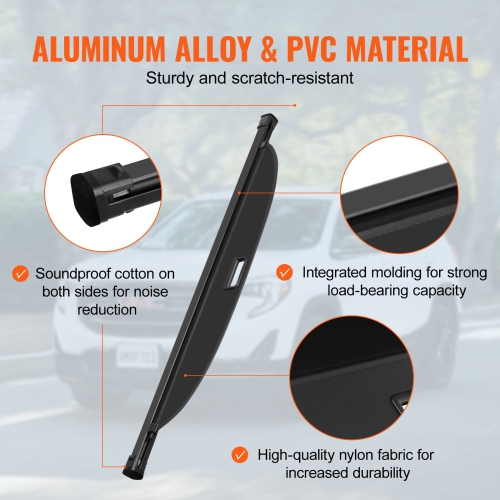VEVOR Retractable Cargo Cover for Chevrolet, Waterproof Trunk Cover Security Shield Shade for GMC Terrain + Chevrolet Equinox 2018-2024, UV Resistant