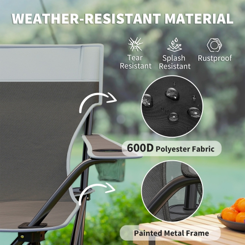 Outsunny 4 Piece Portable Camping Table and Chairs, Folding Picnic Table with Camping Chairs Set of 4, Outdoor Lawn Chair Set with Table, Cup Holders