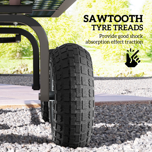 Outsunny Set of 4 Pneumatic Dolly Wheels, 10" Wheels for Cart with 3.5" Axle Bore Hole Bearings, for Barn Carts, Hose Carts, Garden Carts, Sack