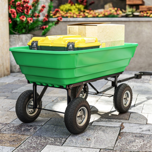 Outsunny Set of 4 Pneumatic Dolly Wheels, 10" Wheels for Cart with 3.5" Axle Bore Hole Bearings, for Barn Carts, Hose Carts, Garden Carts, Sack