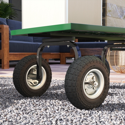 Outsunny Set of 4 Pneumatic Dolly Wheels, 10" Wheels for Cart with 3.5" Axle Bore Hole Bearings, for Barn Carts, Hose Carts, Garden Carts, Sack