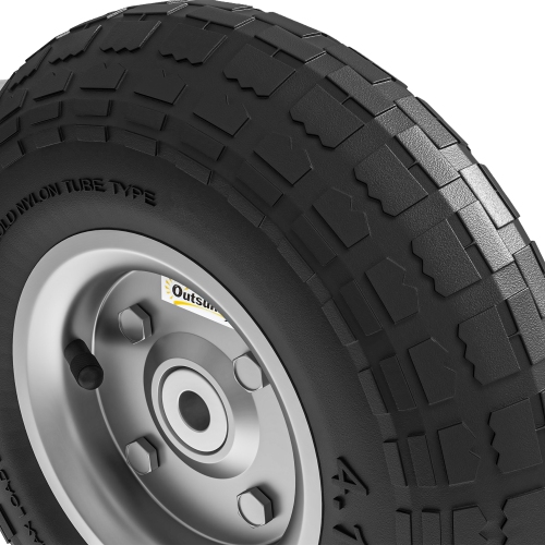 Outsunny Set of 4 Pneumatic Dolly Wheels, 10" Wheels for Cart with 3.5" Axle Bore Hole Bearings, for Barn Carts, Hose Carts, Garden Carts, Sack