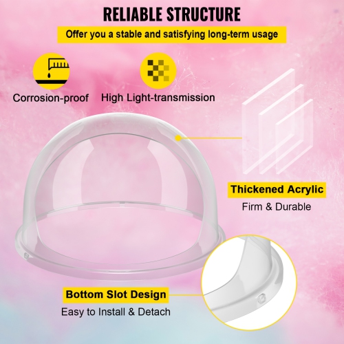 VEVOR 20.5" Diameter Candy Floss Cover for Candy Floss Maker Machine 52cm Dome Shield Cover of Commercial Candyfloss Machine Dome Cover Shield Cover