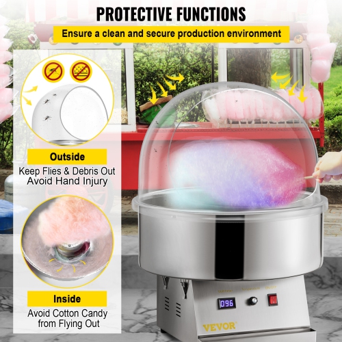 VEVOR 20.5" Diameter Candy Floss Cover for Candy Floss Maker Machine 52cm Dome Shield Cover of Commercial Candyfloss Machine Dome Cover Shield Cover