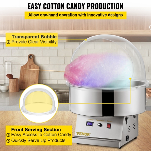 VEVOR 20.5" Diameter Candy Floss Cover for Candy Floss Maker Machine 52cm Dome Shield Cover of Commercial Candyfloss Machine Dome Cover Shield Cover