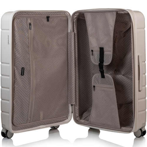 CHAMPS Linen Collection 3-Piece Hardside Luggage Set, Ivory