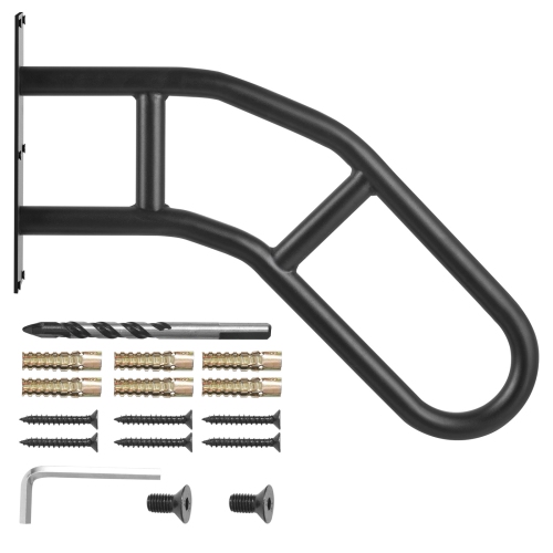 VEVOR 32" Length Handrails for Outdoor Steps, Wall Mount Safety Railings for 1-3 Steps, U-Shaped Handrail with Matte Black Finished, Stair Handrails