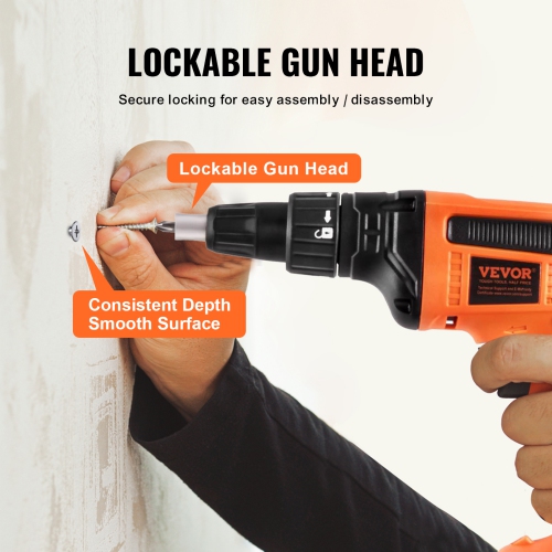 VEVOR 20V Max Drywall Screwgun, 4200RPM Brushless Cordless Drywall Gun Kit with 2 Battery Packs,Charger, Belt Clip, and Tool Bag, Forward and Reverse