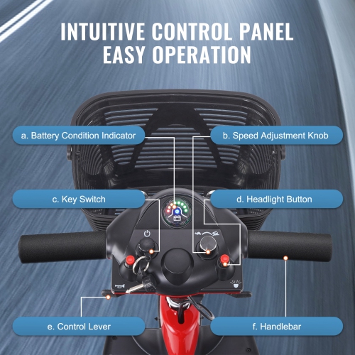 Trottinette pliante à 3 roues VEVOR pour adultes et aînés, trottinette électrique et longue portée de 12&nbsp;km, fauteuil roulant tout-terrain avec