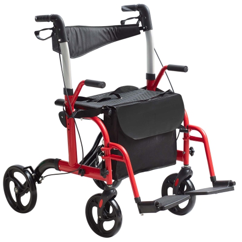Marchette et chaise de transport 2 en 1 VEVOR pour aînés, ensemble fauteuil roulant roulant roulant et repose-pieds pliants, marchette de mobilité en