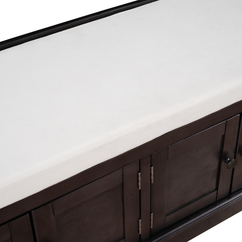 YOULIGHTS Storage Bench for Entryway,Wood Storage Benches with Adjustable Shelves,Shoe Bench with Storage and Removable Cushion for Entryway,Espresso