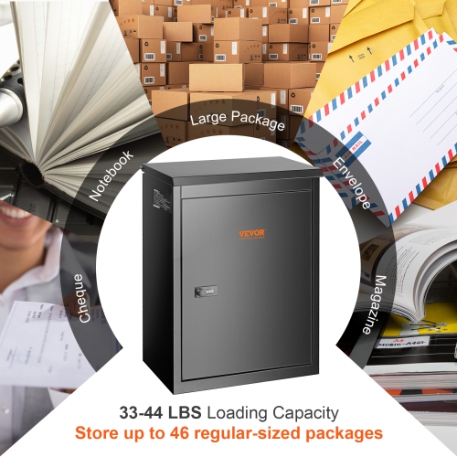 VEVOR 15.4" x 10.6" x 20.5" Package Delivery Boxes for Outside, Galvanized Steel Wall Mount Mailbox with Coded Lock, Anti-Theft Baffle, IPX3