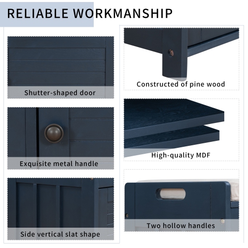 YOULIGHTS Upholstered Storage Bench, Entryway Shoe Bench with Removable Cushion and Storage, Wooden Ottoman with 3 Shutter-Shaped Doors for Entryway,