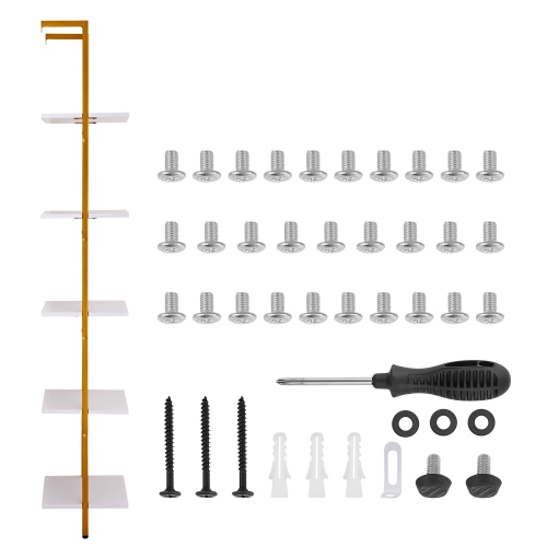 VEVOR 5-Tier Ladder Shelf, Bookshelf 15.6x11.8in, Open Wall-Mounted Ladder Shelf with Metal Frame,Storage Rack Sundries Holder for Kitchen Bedroom