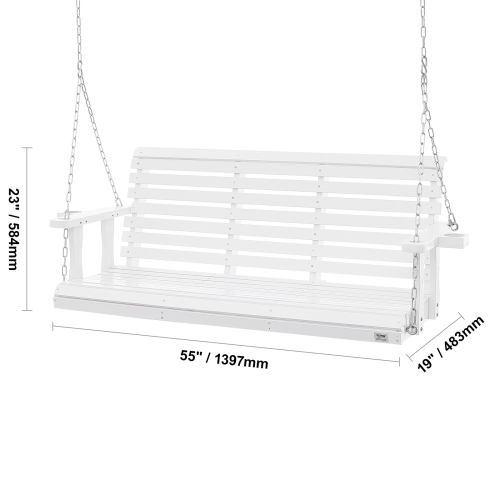 VEVOR 5.5 ft Wooden Porch Swing, Patio bench swing for Courtyard & Garden,Upgraded 880 lbs Strong Load Capacity, Heavy Duty Swing Chair Bench with