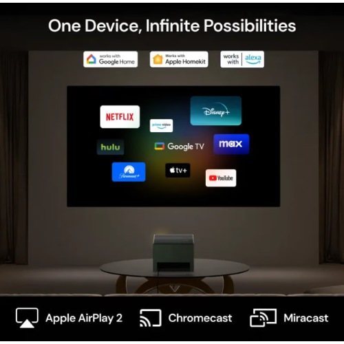 Valerion VisionMaster Pro2 Triple Laser Projector 4K,15000:1 Contrast, 0.9-1.5x Optical Zoom, 2X Multitasking Power, IMAX, HDR10+, GTV, 4ms Lag-Free