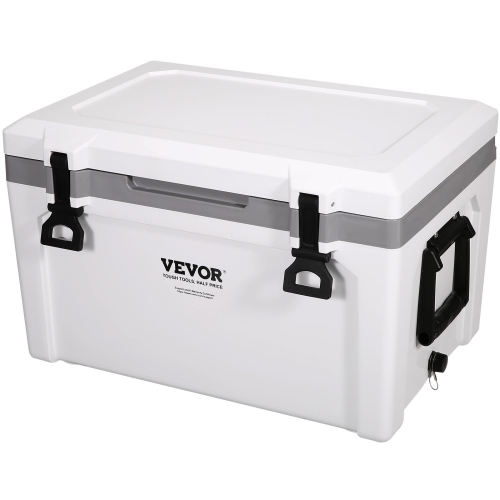 VEVOR 52 qt Insulated Portable Cooler, Holds 50 Cans, Ice Retention Hard Cooler with Heavy Duty Handle, Ice Chest Lunch Box for Camping, Beach,