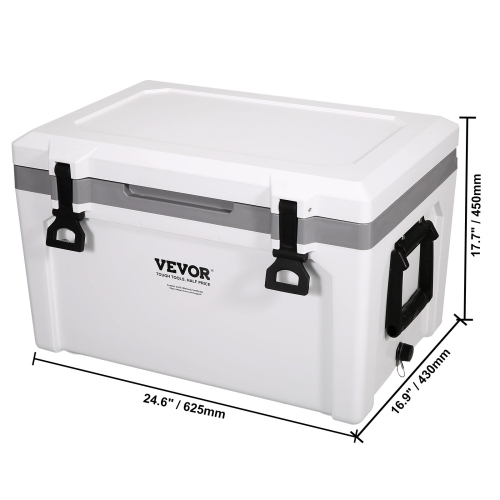 VEVOR 52 qt Insulated Portable Cooler, Holds 50 Cans, Ice Retention Hard Cooler with Heavy Duty Handle, Ice Chest Lunch Box for Camping, Beach,