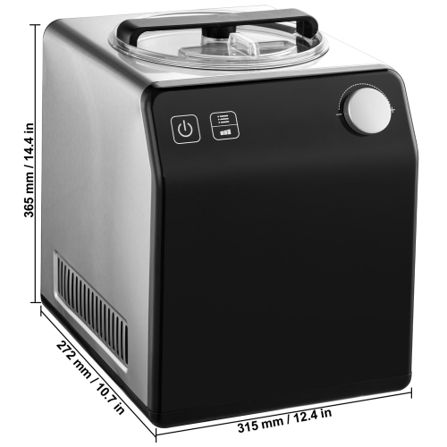 VEVOR 2 Quart Upright Automatic Ice Cream Maker with Built-in Compressor, No Pre-freezing Fruit Yogurt Machine, Stainless Steel Electric Sorbet