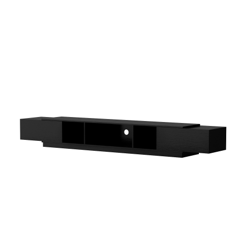 Image 1 de 10.. Famapy – Meuble pour téléviseur moderne noir avec support intégré – convient aux téléviseurs mesurant jusqu'à 80&nbsp;po, noir