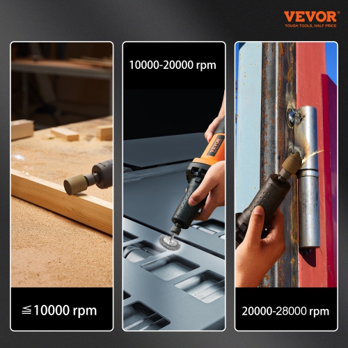 VEVOR 1/4" Die Grinder, Collet Variable Speed, Ergonomic Grip for Rust Removal, Grinding, Cutting, Polishing, Welding Repair, Deburring, with 1/4" &
