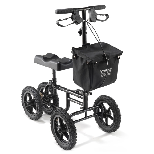 VEVOR 350LBS Knee Scooter,Carbon Steel Knee Walker with Height-Adjustable Handlebar & Knee Pad, 12" All-Terrain Wheel,Dual Brakes, Leg Recovery