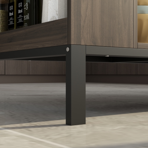 Famapy Brown Composite Kitchen Island with MDF Base and Storage, 2 Drawers & Open Shelf, Dark Brown