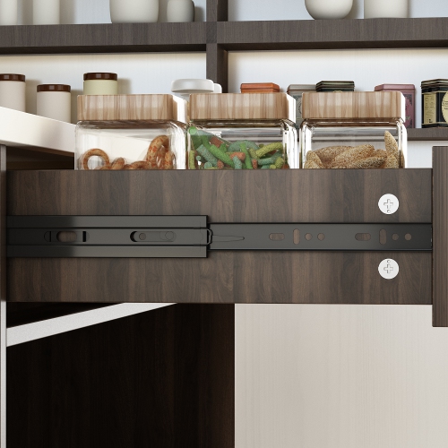 Famapy Brown Composite Kitchen Island with MDF Base and Storage, 2 Drawers & Open Shelf, Dark Brown