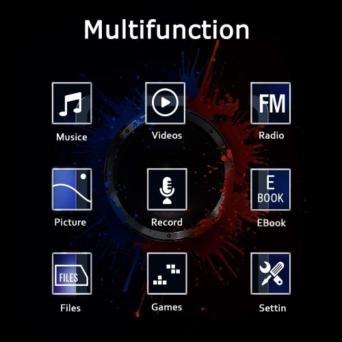 Blue Portable MP4 Music Player - 64GB Expandable Storage | AMV Video | Lightweight and Portable