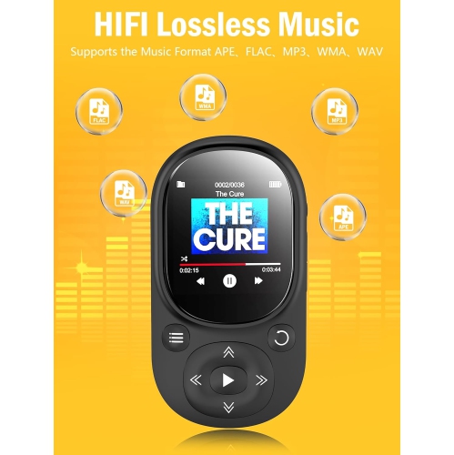 Mini touch screen MP3 player - Walkman music player - lossless sound quality, 30g ultra-light, essential for running [black 64GB]