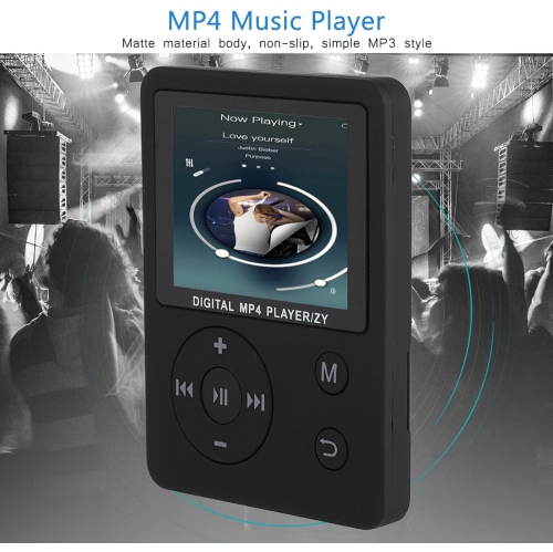 Lecteur MP4 noir ultra-mince - Carte 16&nbsp;Go TF incluse | Lecture MP3/AMV | Lecteur de musique | Walkman léger et portatif