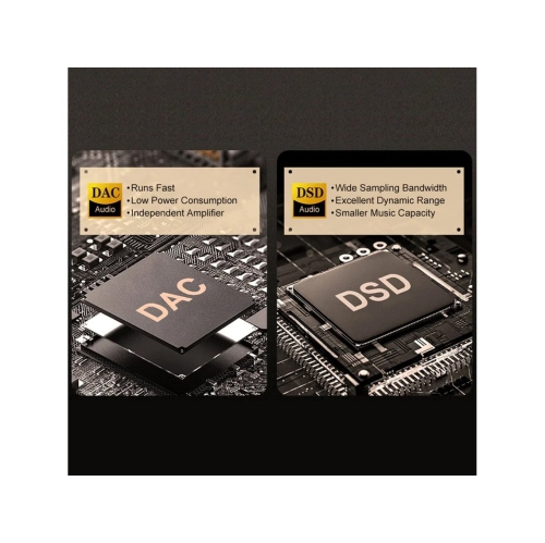 Portable MP3 music player – APT-X wireless transmission, HD display, Walkman, supports car/home audio [Black Gold-Bluetooth version-built-in