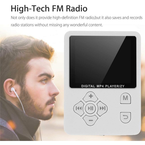 White portable MP4 music player - 64GB expandable storage | AMV video | Lightweight and portable