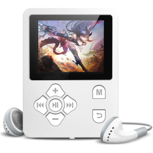 White portable MP4 music player - 64GB expandable storage | AMV video | Lightweight and portable